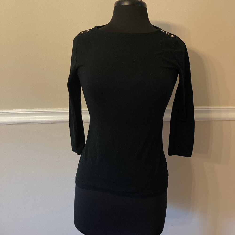 A New Day Black Long-sleeve top Size X-Small Brass